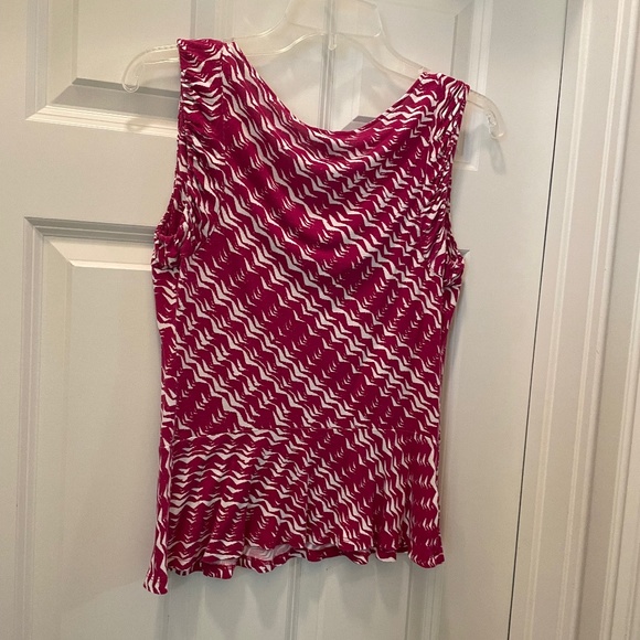 Ann Taylor Tops - Ann Taylor peplum top, burgundy and white, size S